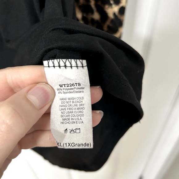 Watermelon Leopard Print Bubble Sleeve Top - Picture 4 of 5